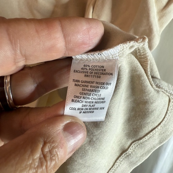 Quacker Factory Tan Rhinestone Shell V-Neck Tee - Picture 5 of 6